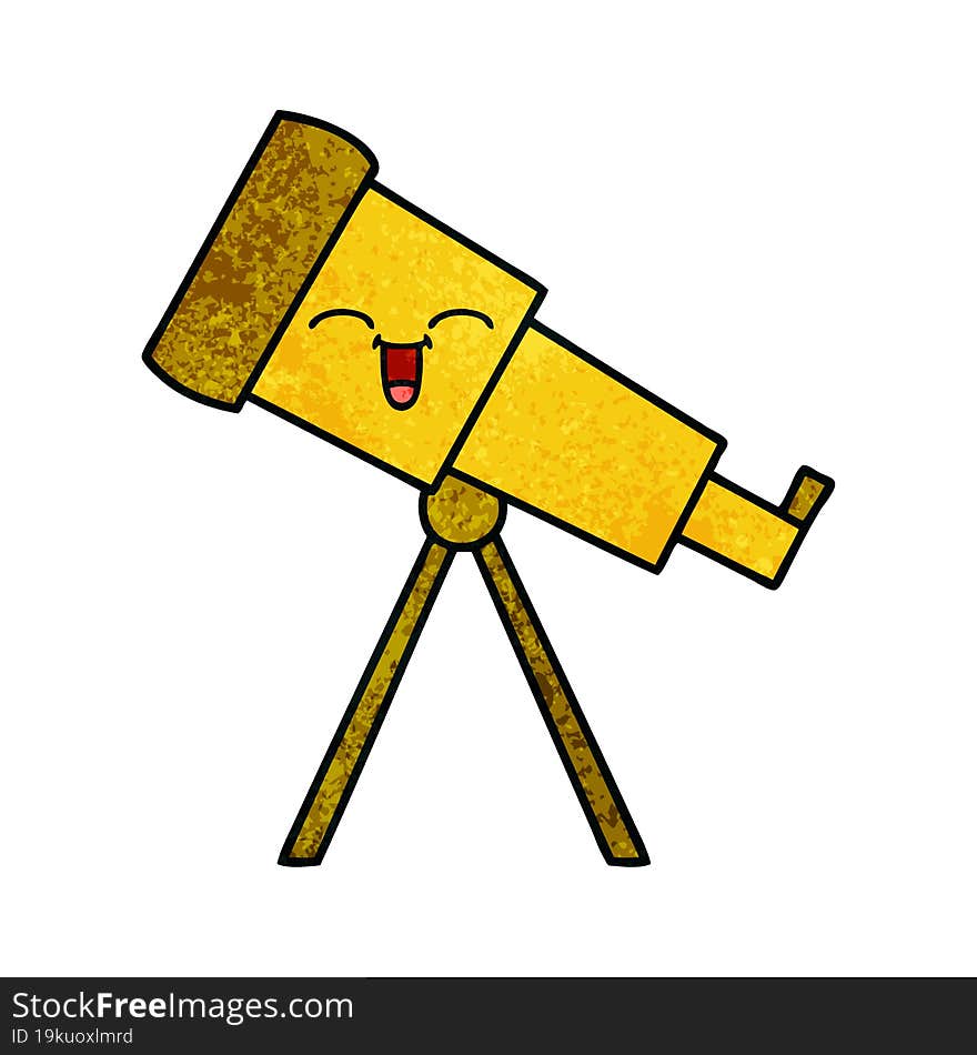 retro grunge texture cartoon telescope