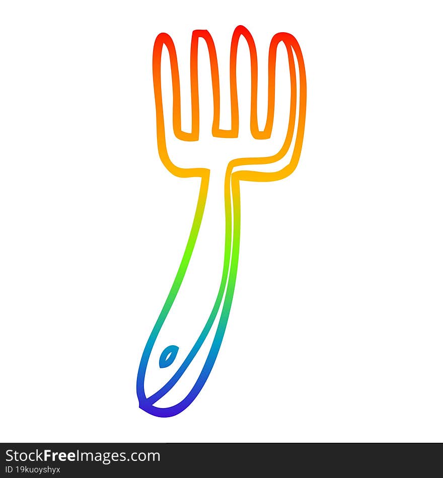 Rainbow Gradient Line Drawing Cartoon Fork