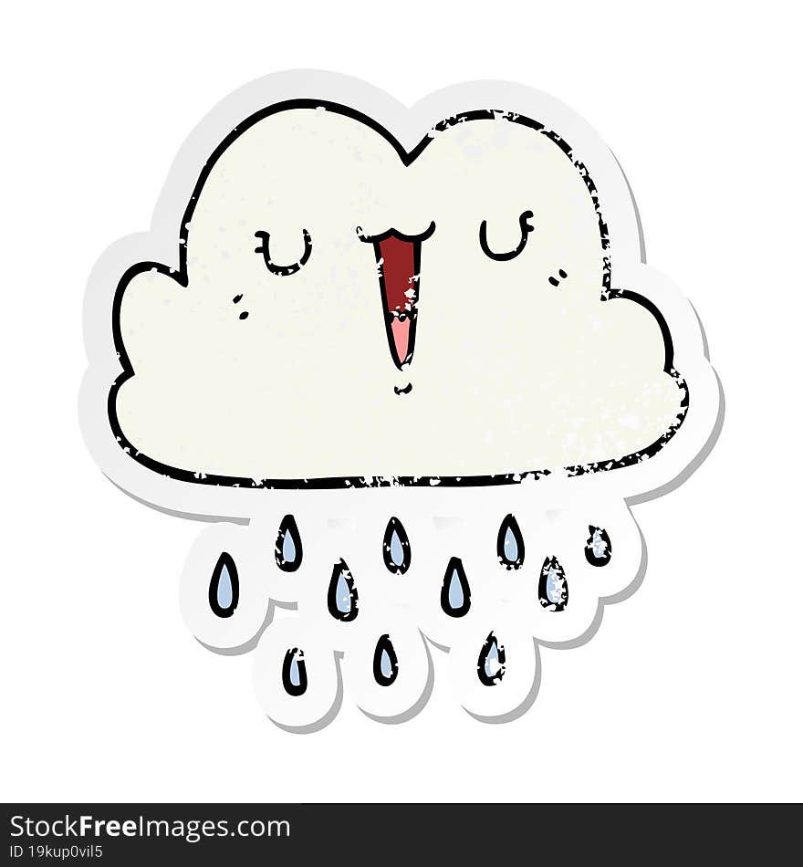 distressed sticker of a cartoon storm cloud