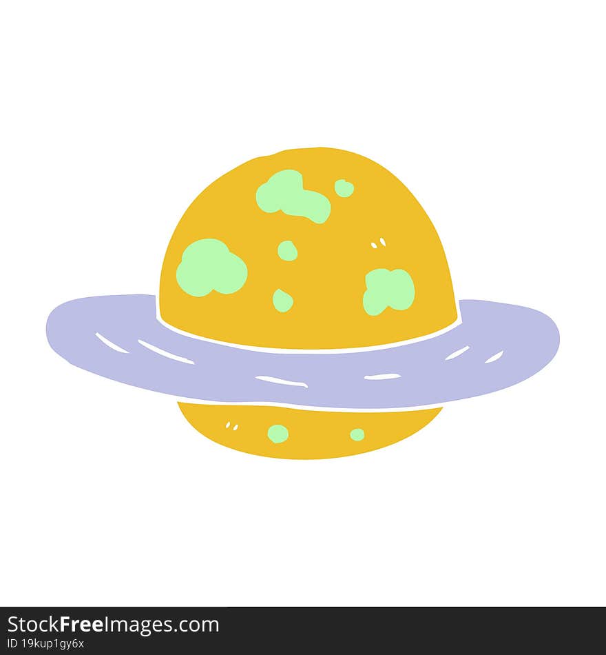 flat color illustration of a cartoon planet