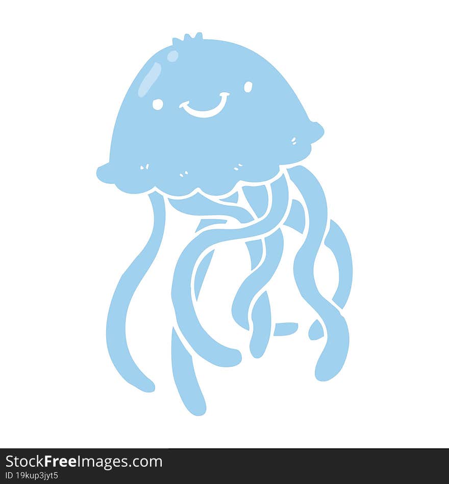 Flat Color Style Cartoon Happy Jellyfish