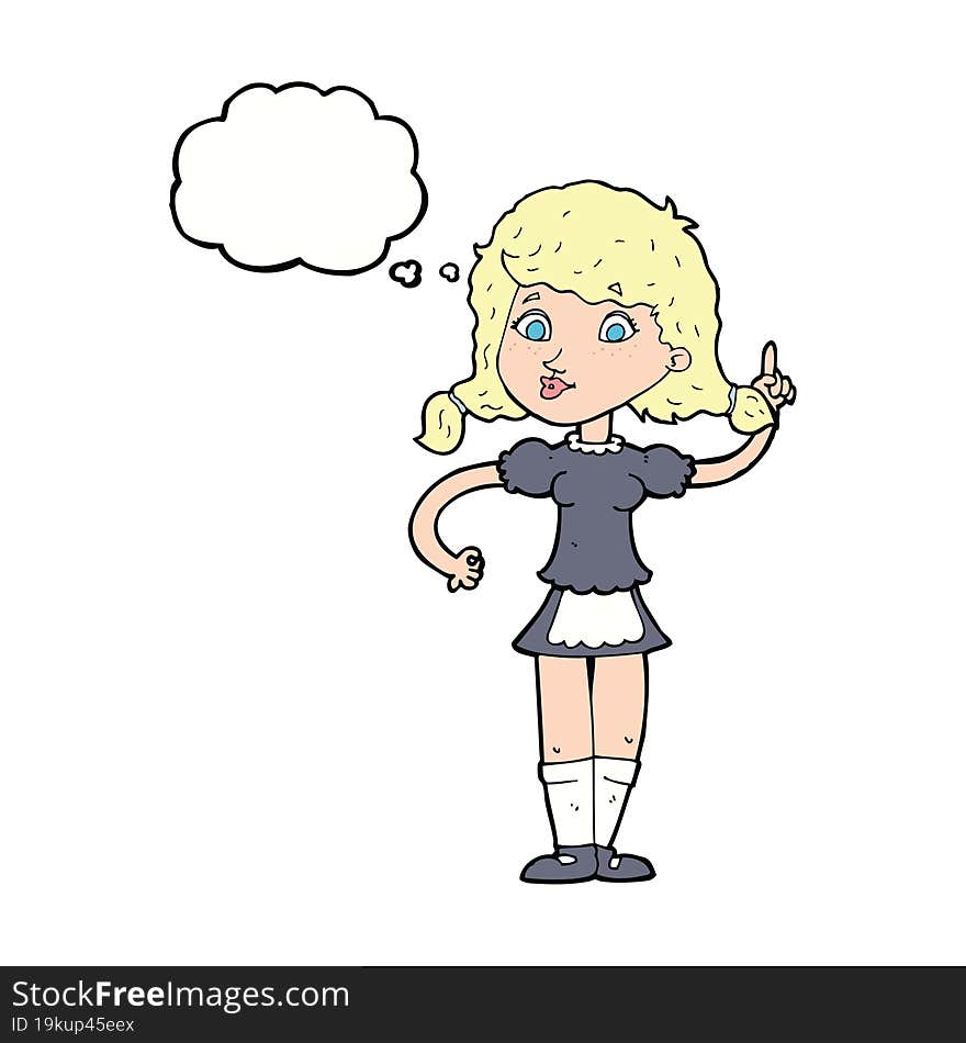 Cartoon Pretty Maid Woman With Thought Bubble