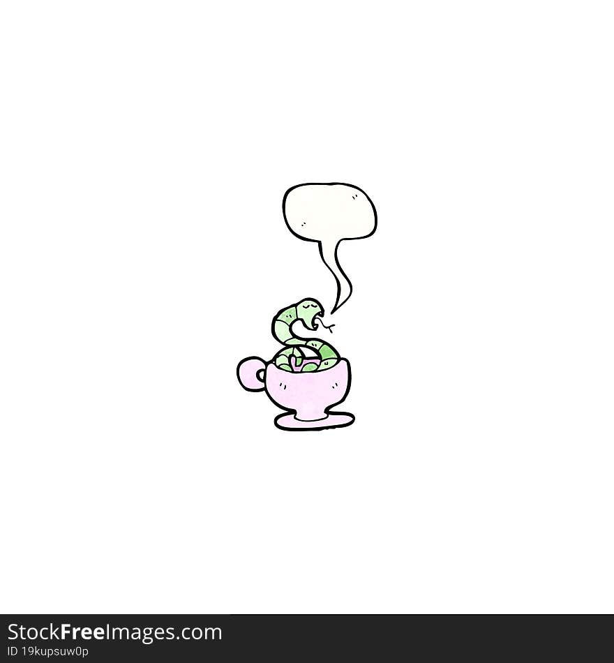 cartoon snake in teacup