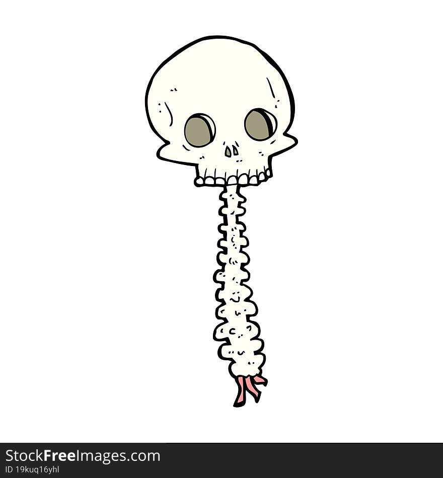 spooky cartoon skull and spine