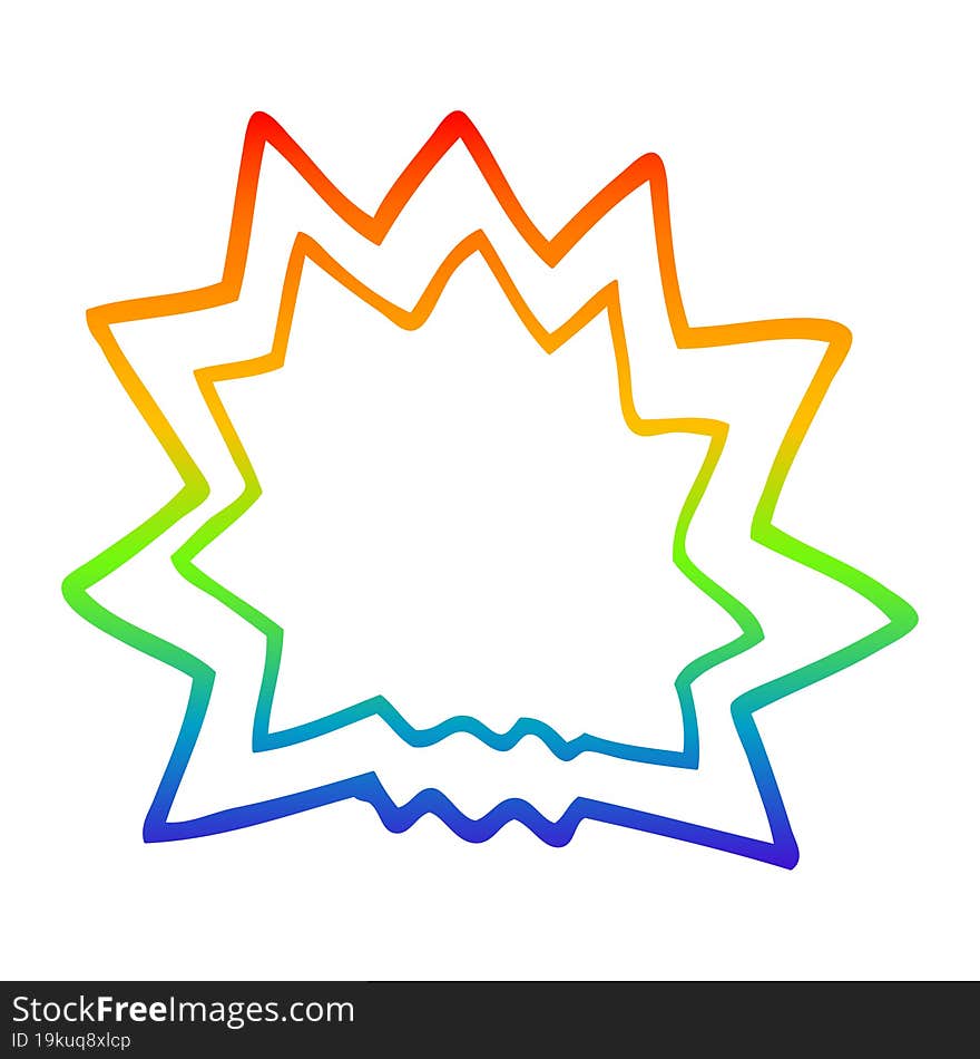 rainbow gradient line drawing cartoon explosion