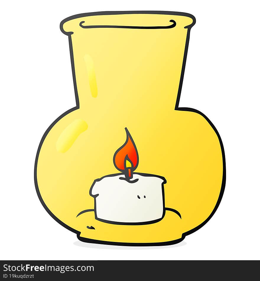 cartoon old glass lantern with candle