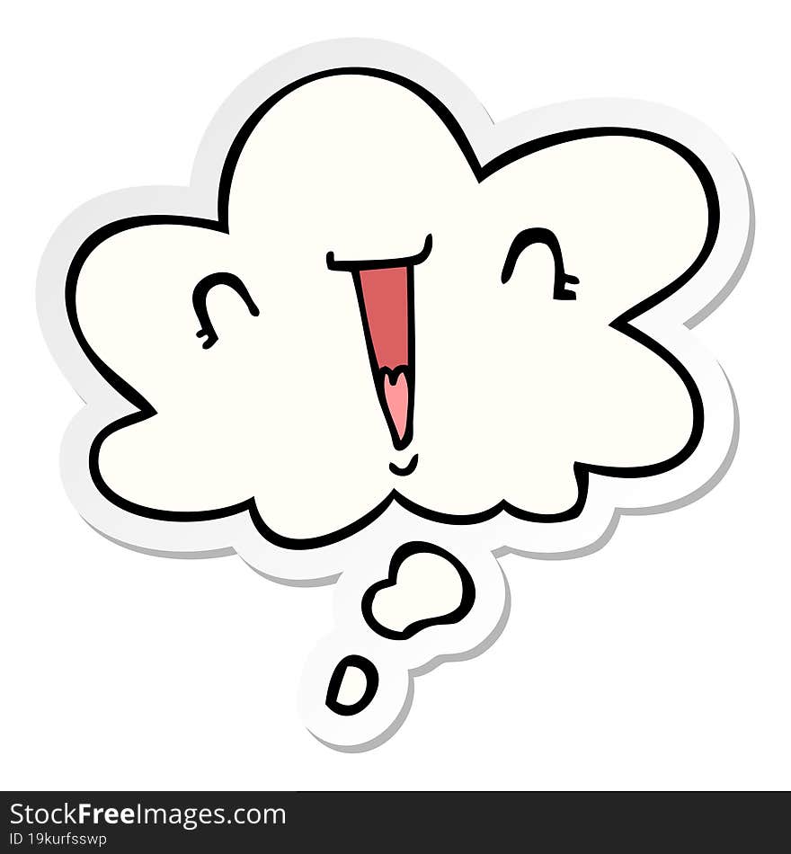 cute cartoon face with thought bubble as a printed sticker