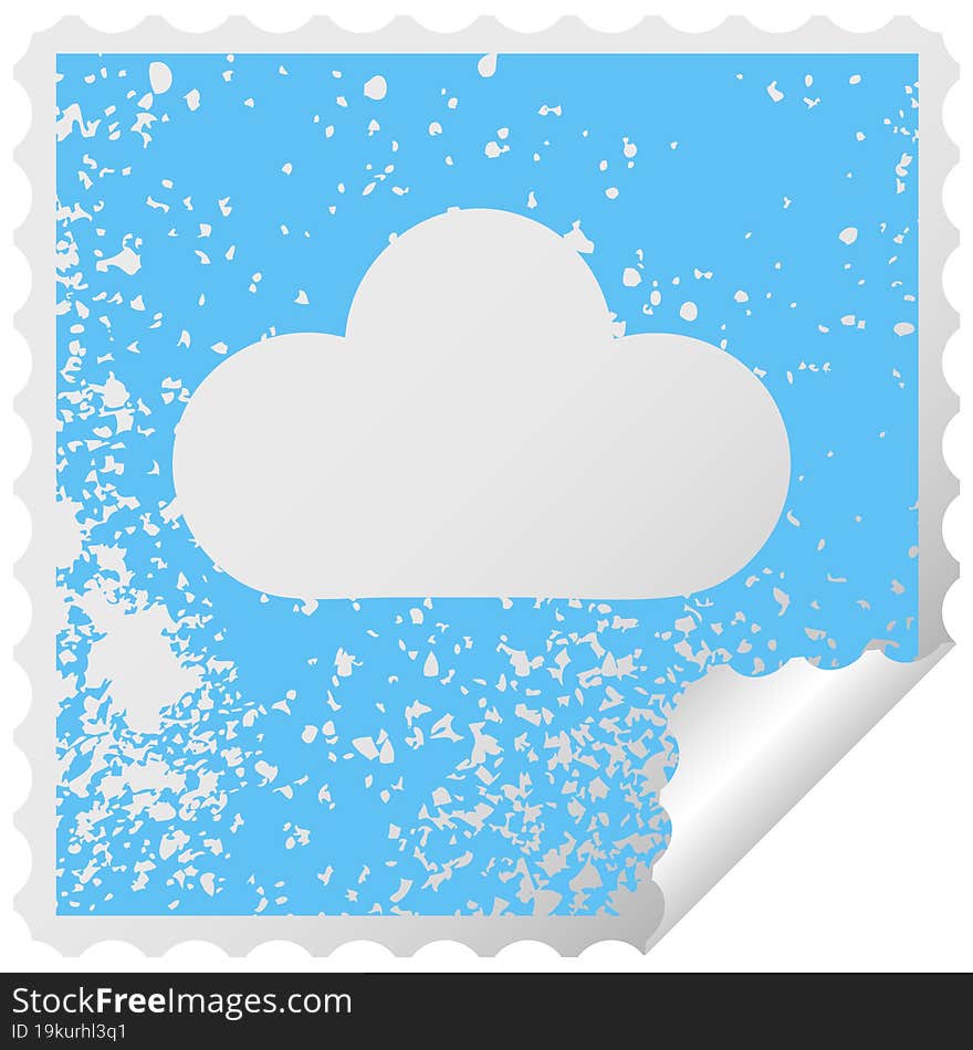 distressed square peeling sticker symbol rain cloud