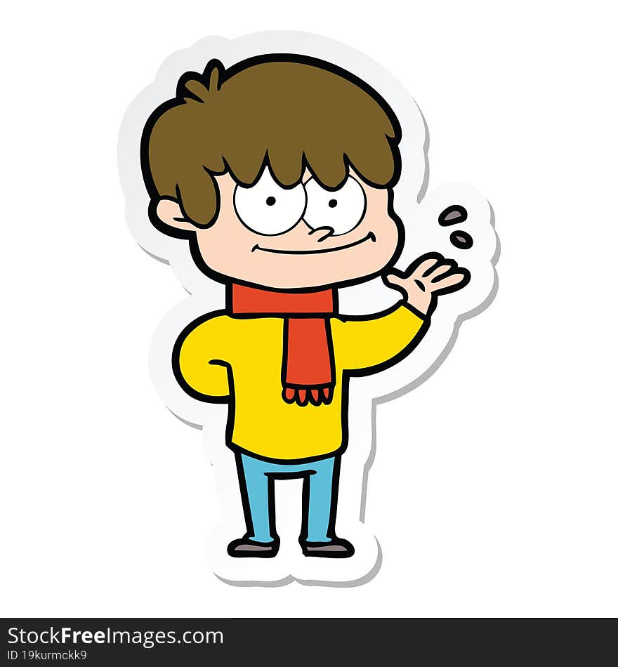 sticker of a happy cartoon man