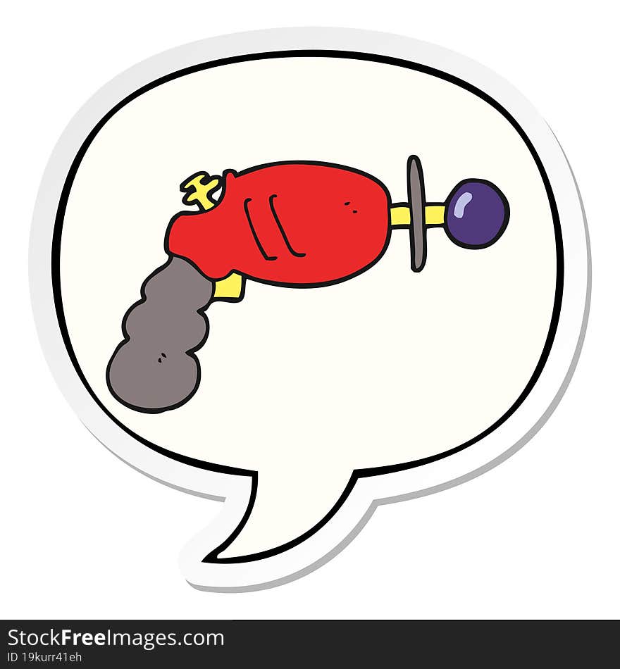 cartoon ray gun and speech bubble sticker