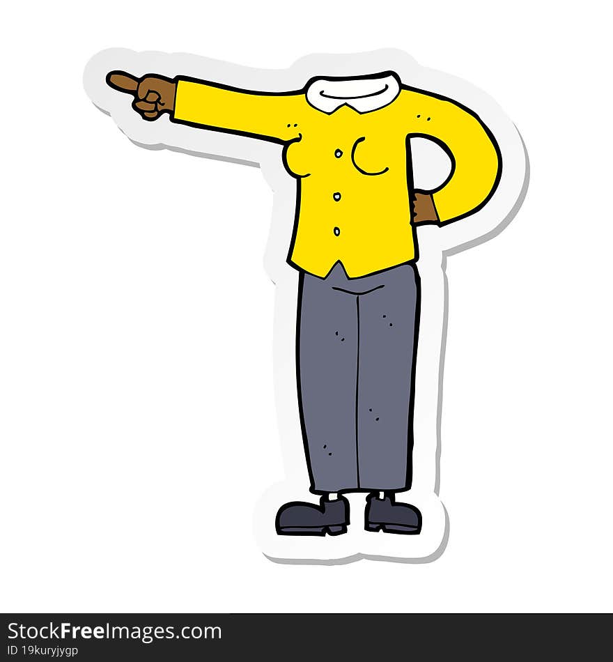 Sticker Of A Cartoon Pointing Body