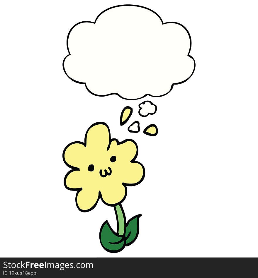 cartoon flower and thought bubble