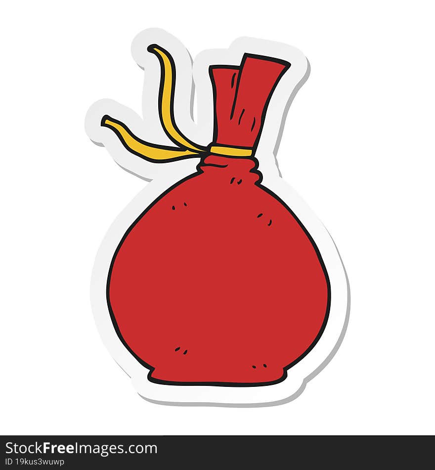 sticker of a cartoon christmas santa sack