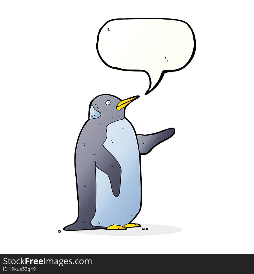 cartoon penguin with speech bubble