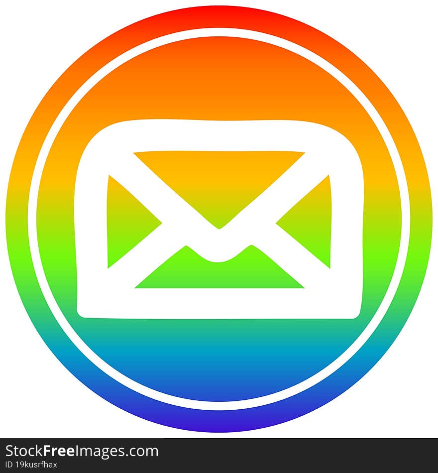 envelope letter circular in rainbow spectrum