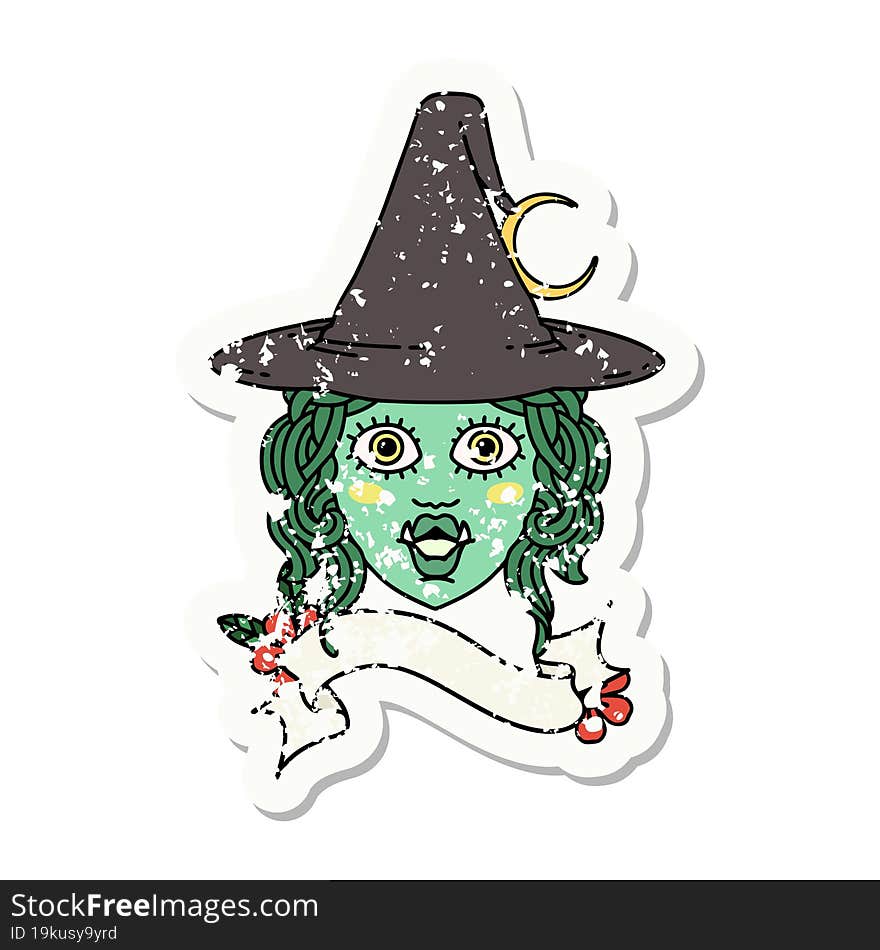 half orc witch character face grunge sticker