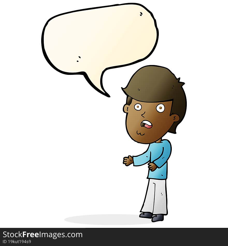 cartoon shocked man with speech bubble