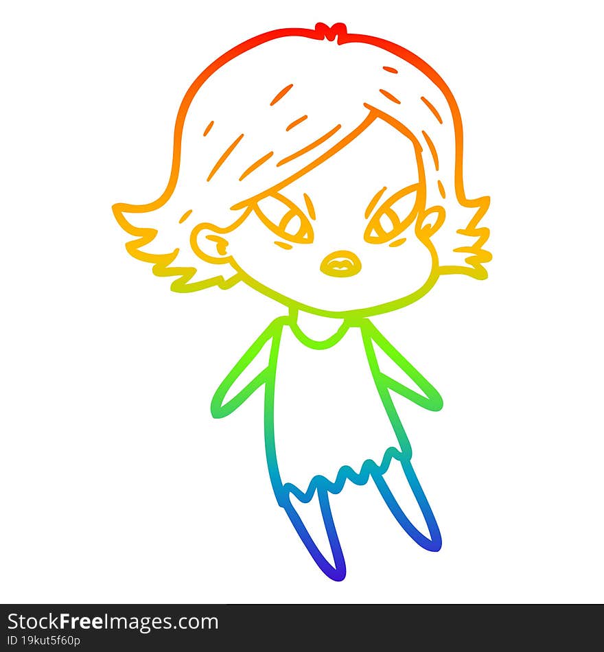 rainbow gradient line drawing cartoon stressed woman