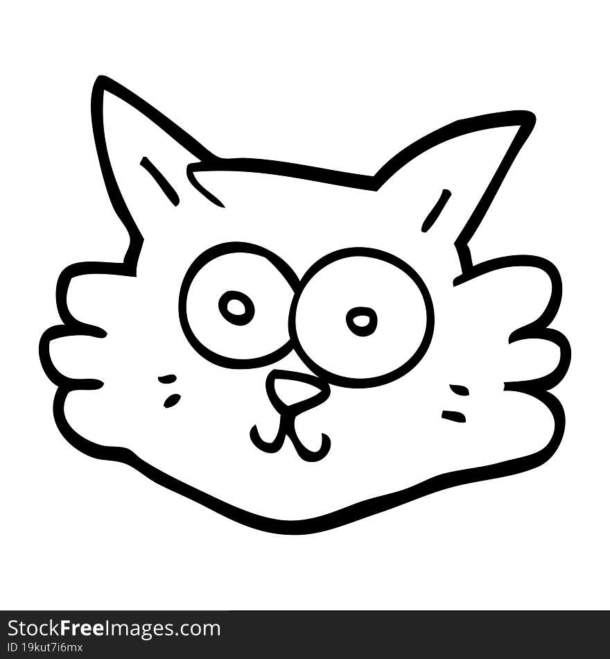 line drawing cartoon cat face