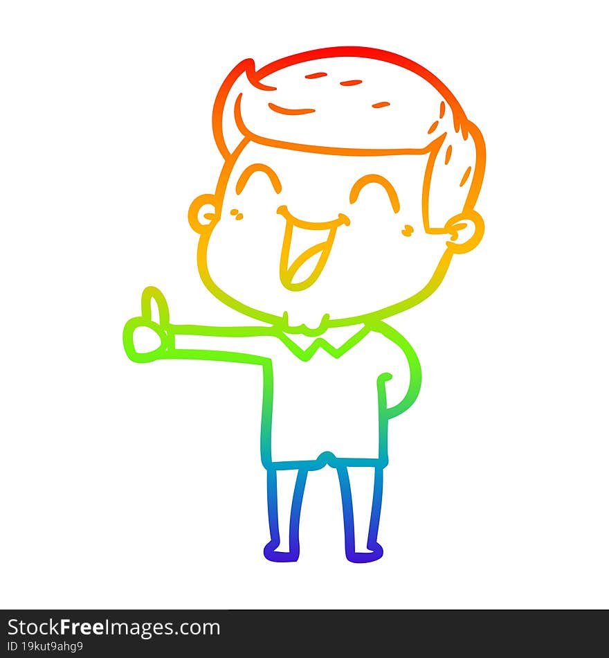 Rainbow Gradient Line Drawing Cartoon Man Laughing