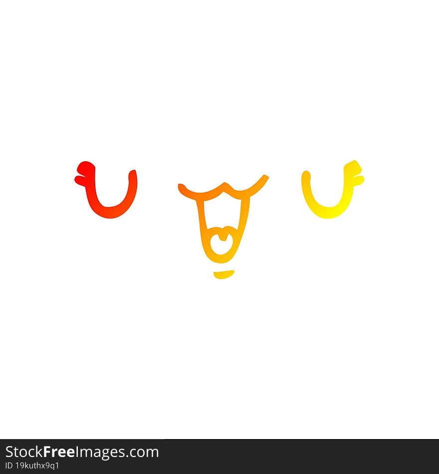 warm gradient line drawing cute happy cartoon face