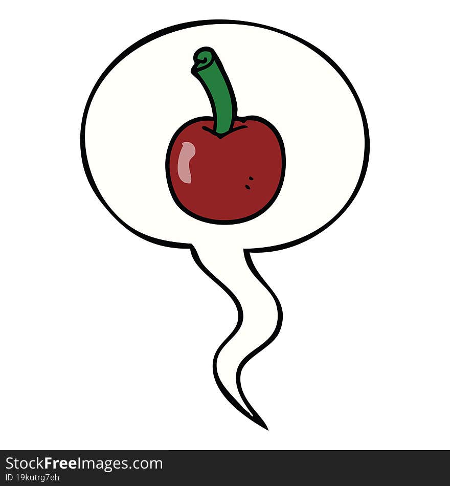 Cartoon Cherry And Speech Bubble