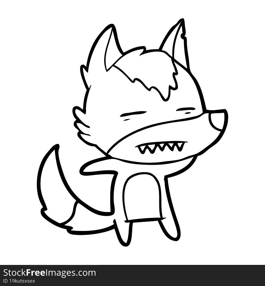 cartoon wolf showing teeth. cartoon wolf showing teeth