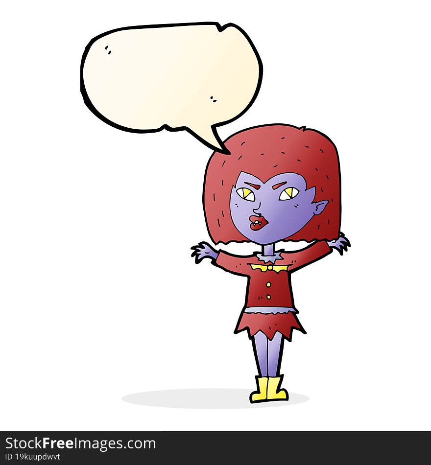 Cartoon Vampire Girl With Speech Bubble