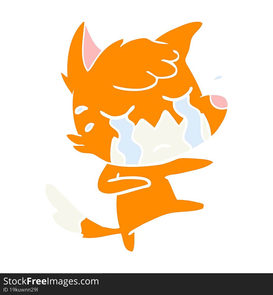 Crying Fox Flat Color Style Cartoon Dancing