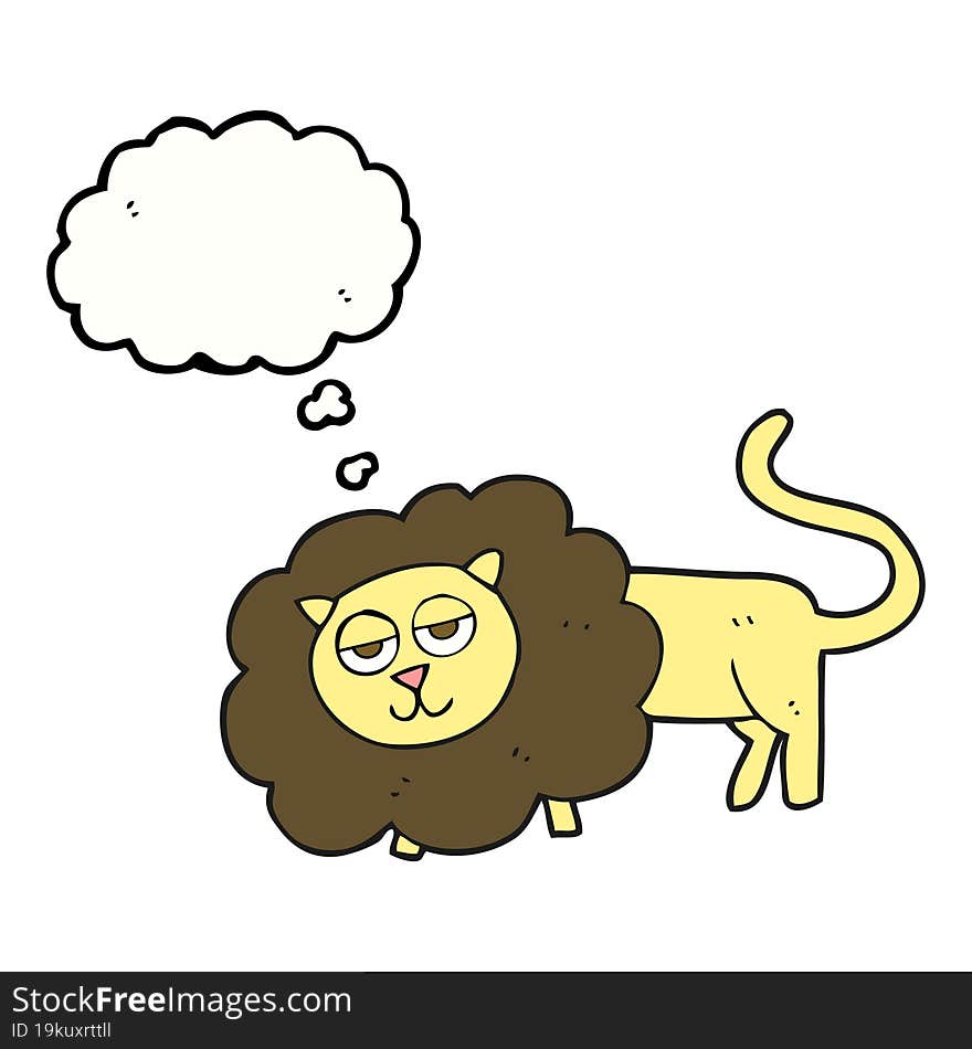 freehand drawn thought bubble cartoon lion