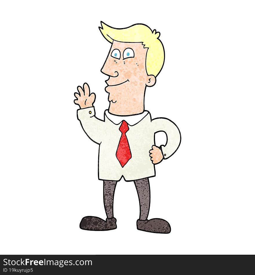 Textured Cartoon Waving Man