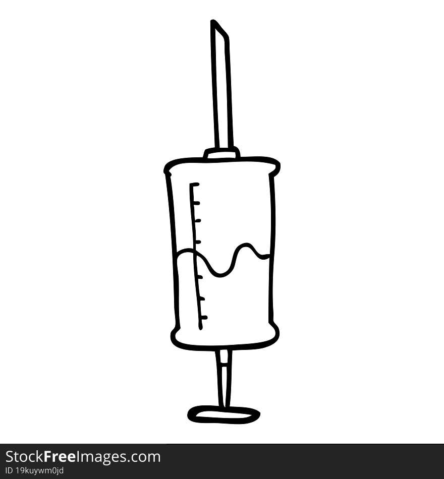 line drawing cartoon syringe of blood