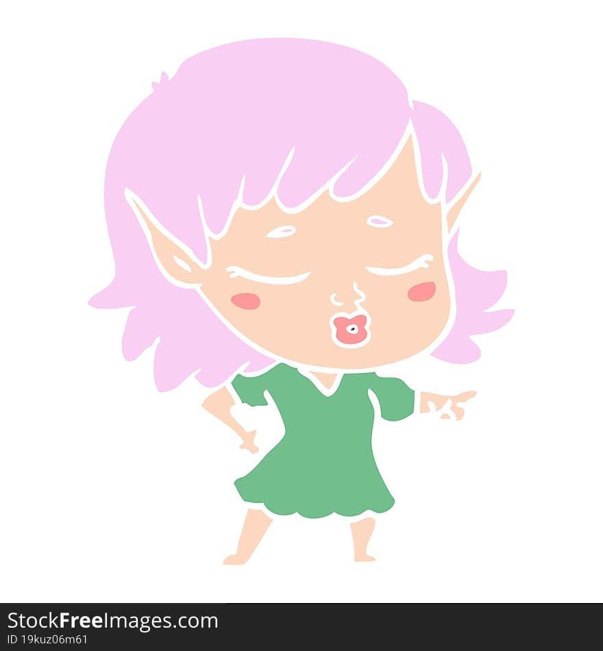 pretty flat color style cartoon elf girl