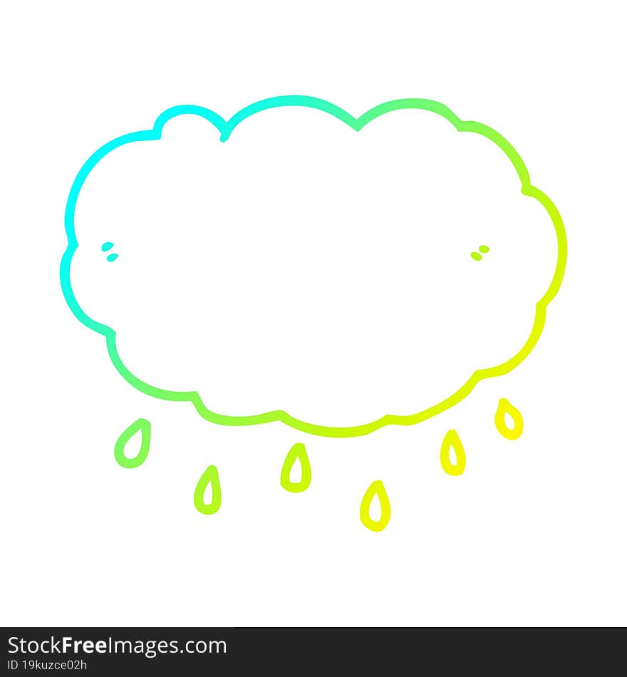 cold gradient line drawing cartoon rain cloud