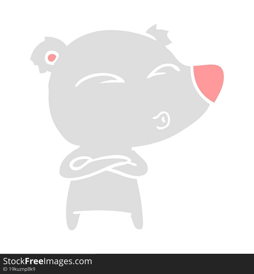 Flat Color Style Cartoon Whistling Bear