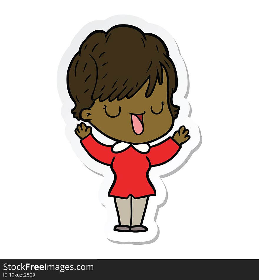 sticker of a cartoon woman talking