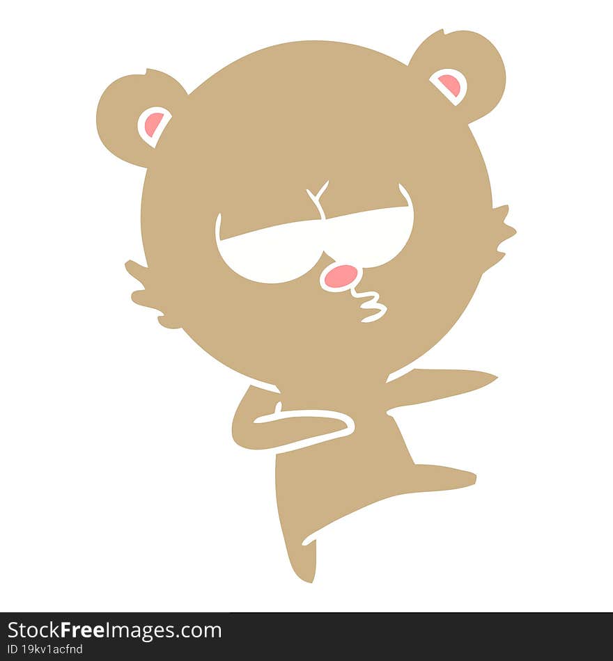 bored bear flat color style cartoon dancing