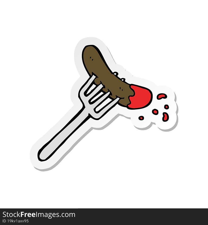 sticker of a cartoon hotdog and ketchup