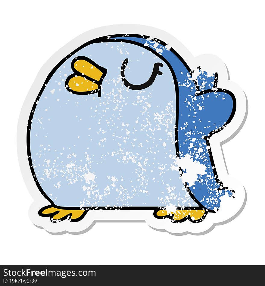 Distressed Sticker Cartoon Cute Kawaii Red Robin