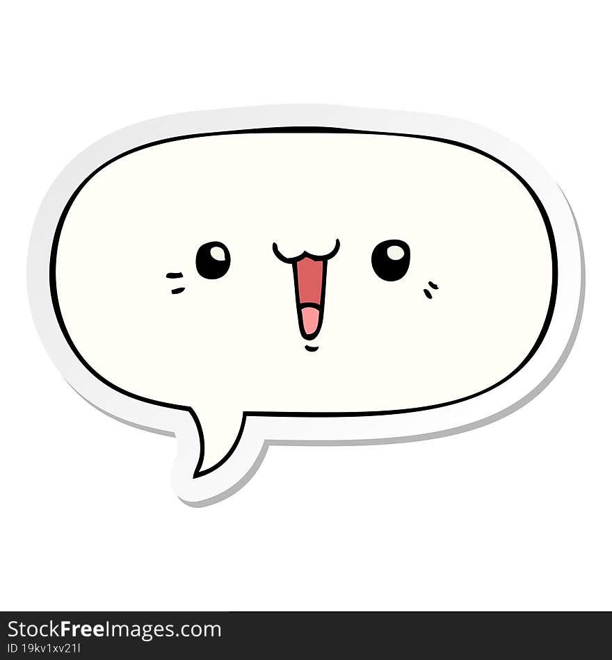 happy cartoon face and speech bubble sticker