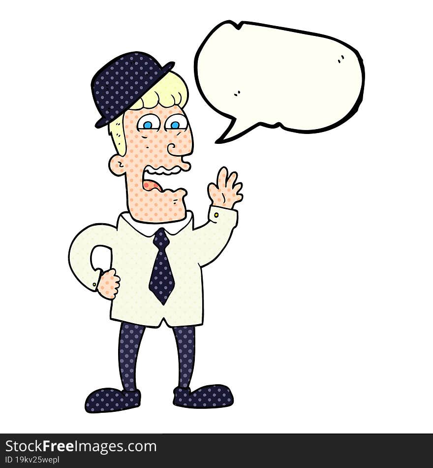 freehand drawn comic book speech bubble cartoon businessman