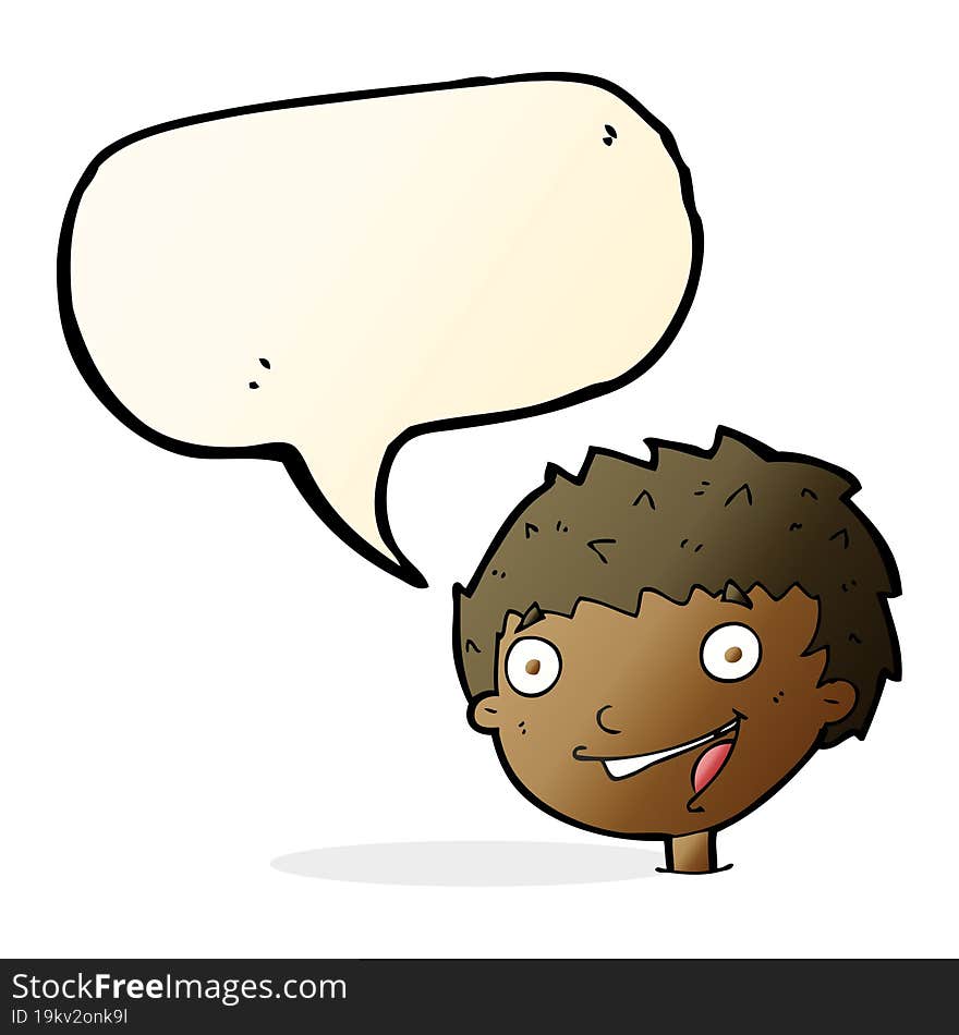 cartoon laughing boy with speech bubble