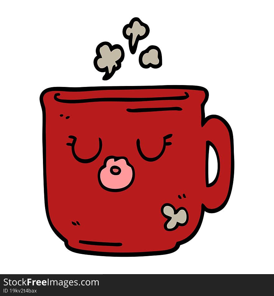 cartoon doodle hot coffee mug