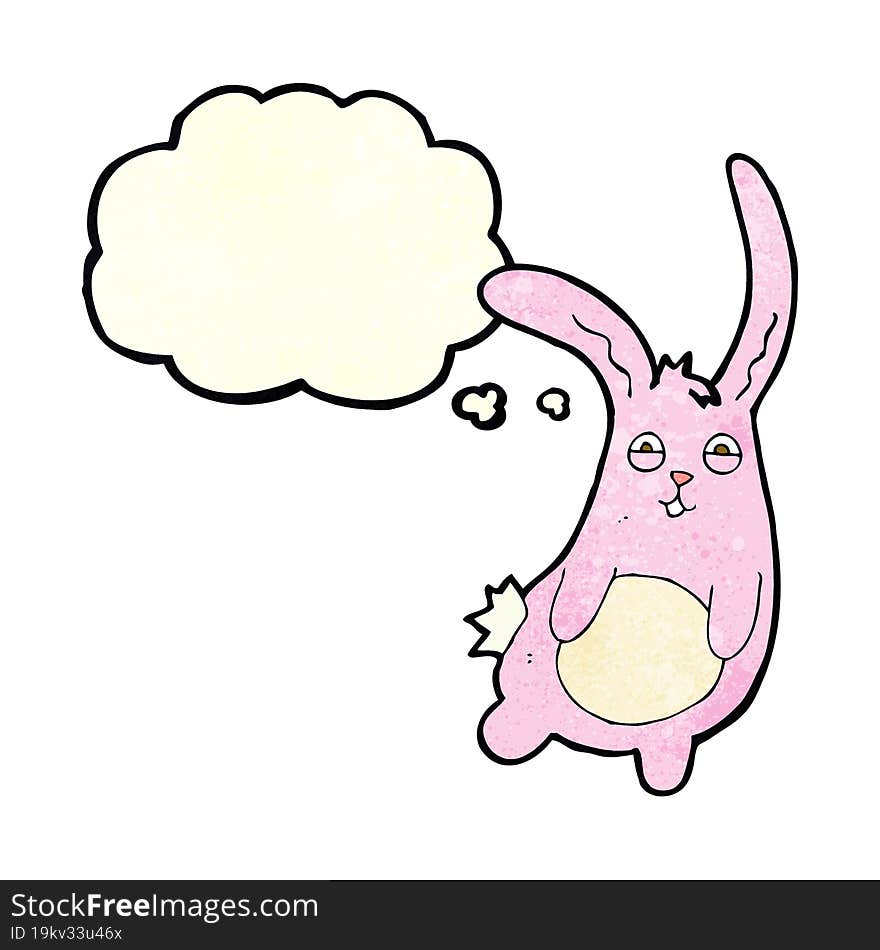 funny cartoon rabbit with thought bubble