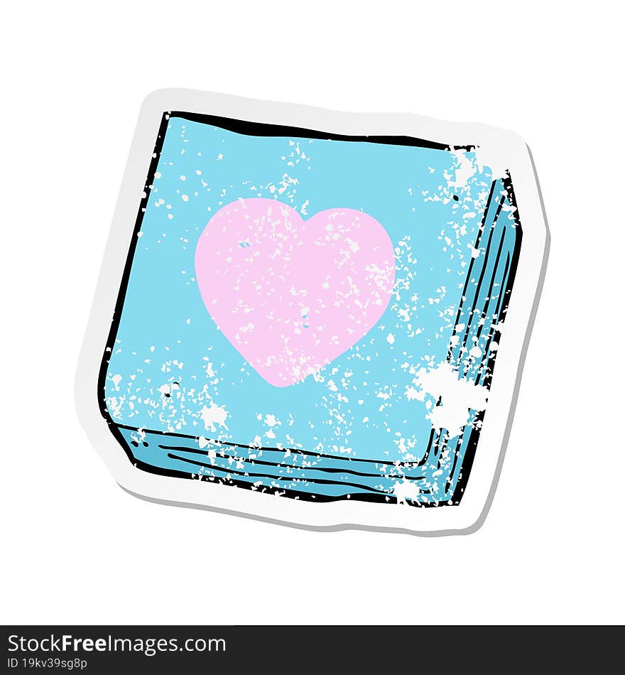 Retro Distressed Sticker Of A Cartoon Love Heart Notes Pad