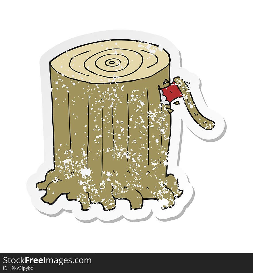 retro distressed sticker of a cartoon big tree stump