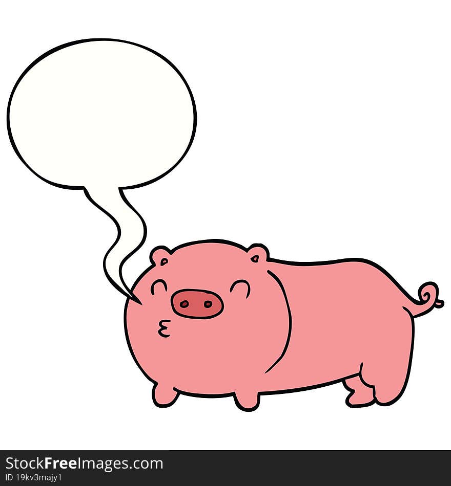 cartoon pig and speech bubble