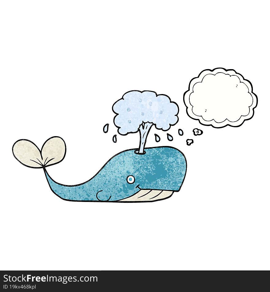 thought bubble textured cartoon whale spouting water