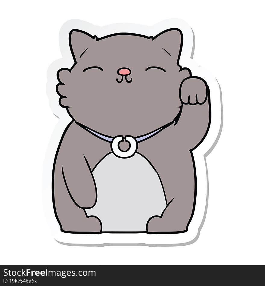 sticker of a cartoon cat waving