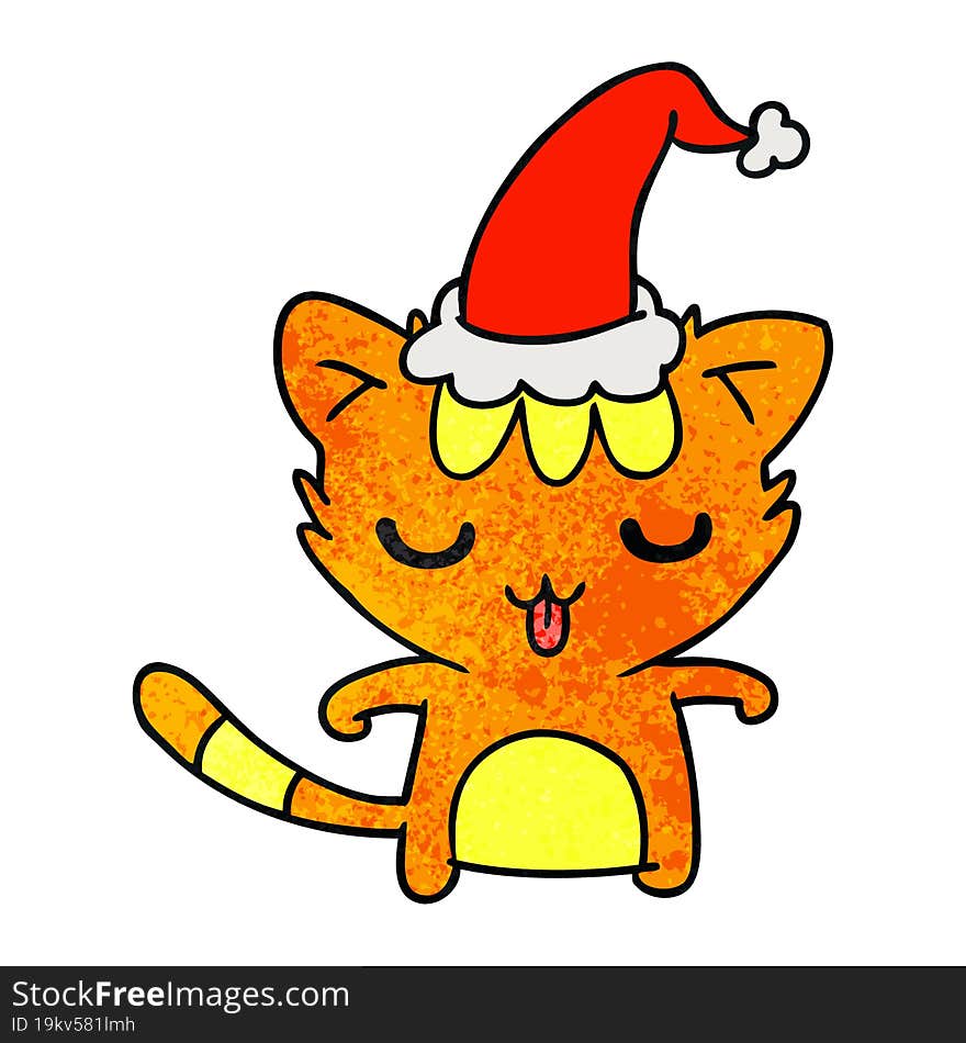 christmas textured cartoon of kawaii cat